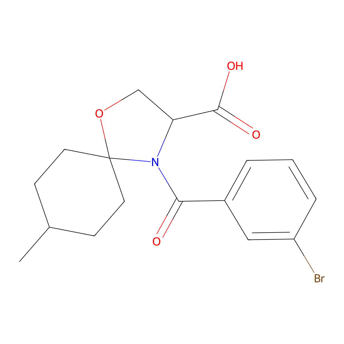 4-(3-Bromobenzoyl)-8-methyl-1-oxa-4-azaspiro[4.5]decane-3-carboxylic acid molecular structure, CAS 1326814-03-2
