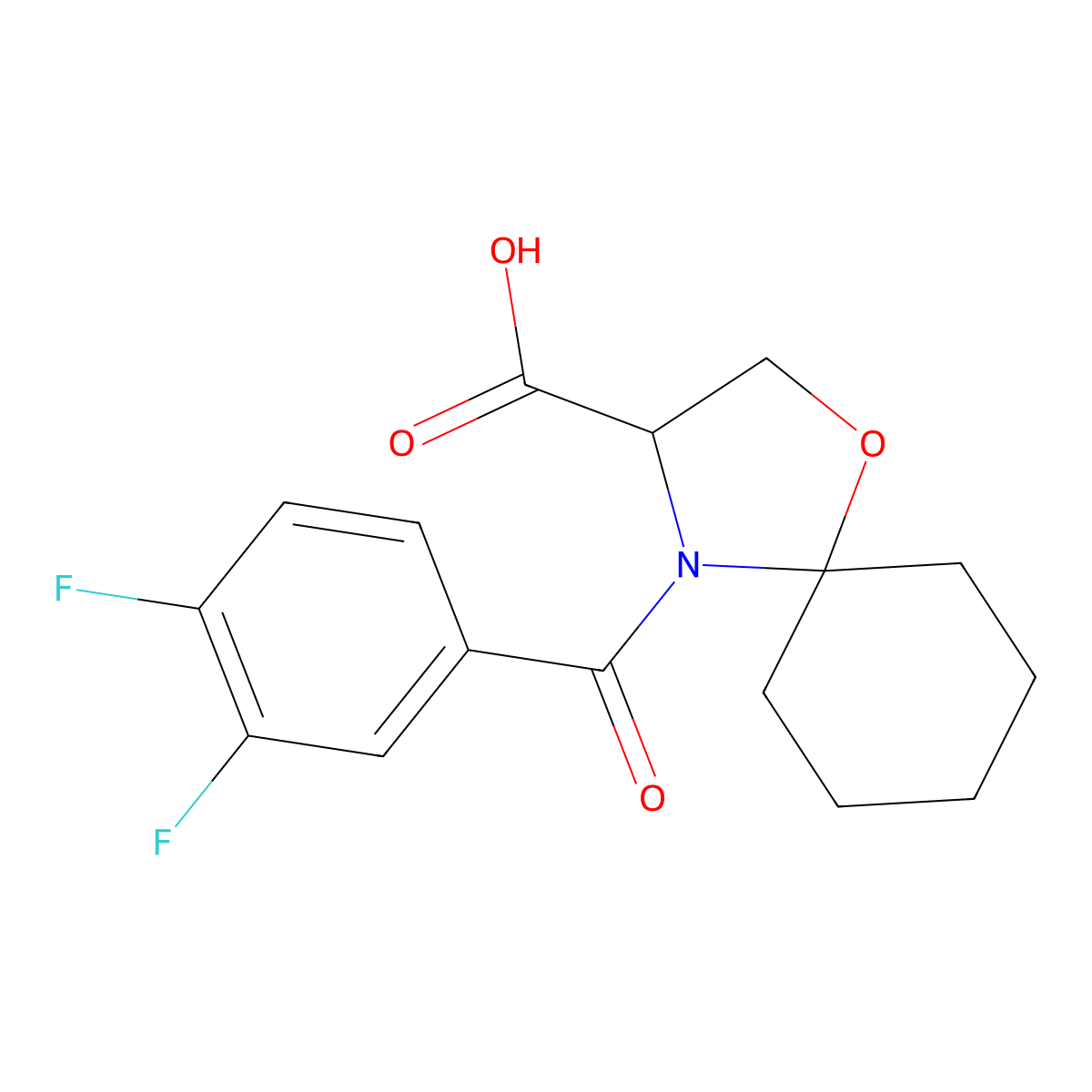 4-(3,4-Difluorobenzoyl)-1-oxa-4-azaspiro[4.5]decane-3-carboxylic acid molecular structure, CAS 1326814-05-4