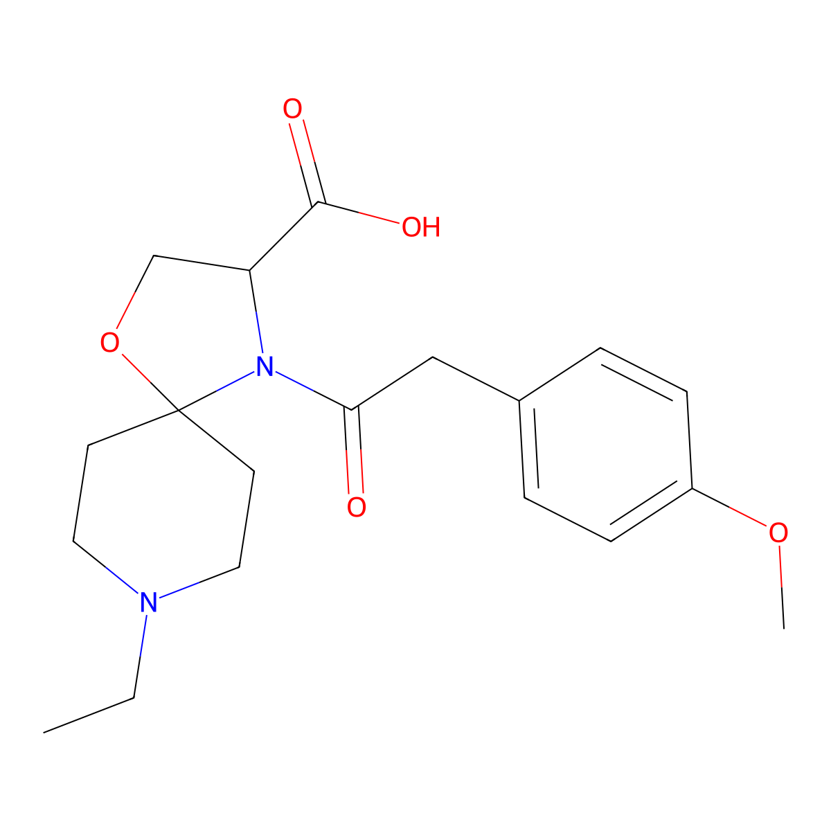8-Ethyl-4-[2-(4-methoxyphenyl)acetyl]-1-oxa-4,8-diazaspiro[4.5]decane-3-carboxylic acid molecular structure, CAS 1326814-08-7