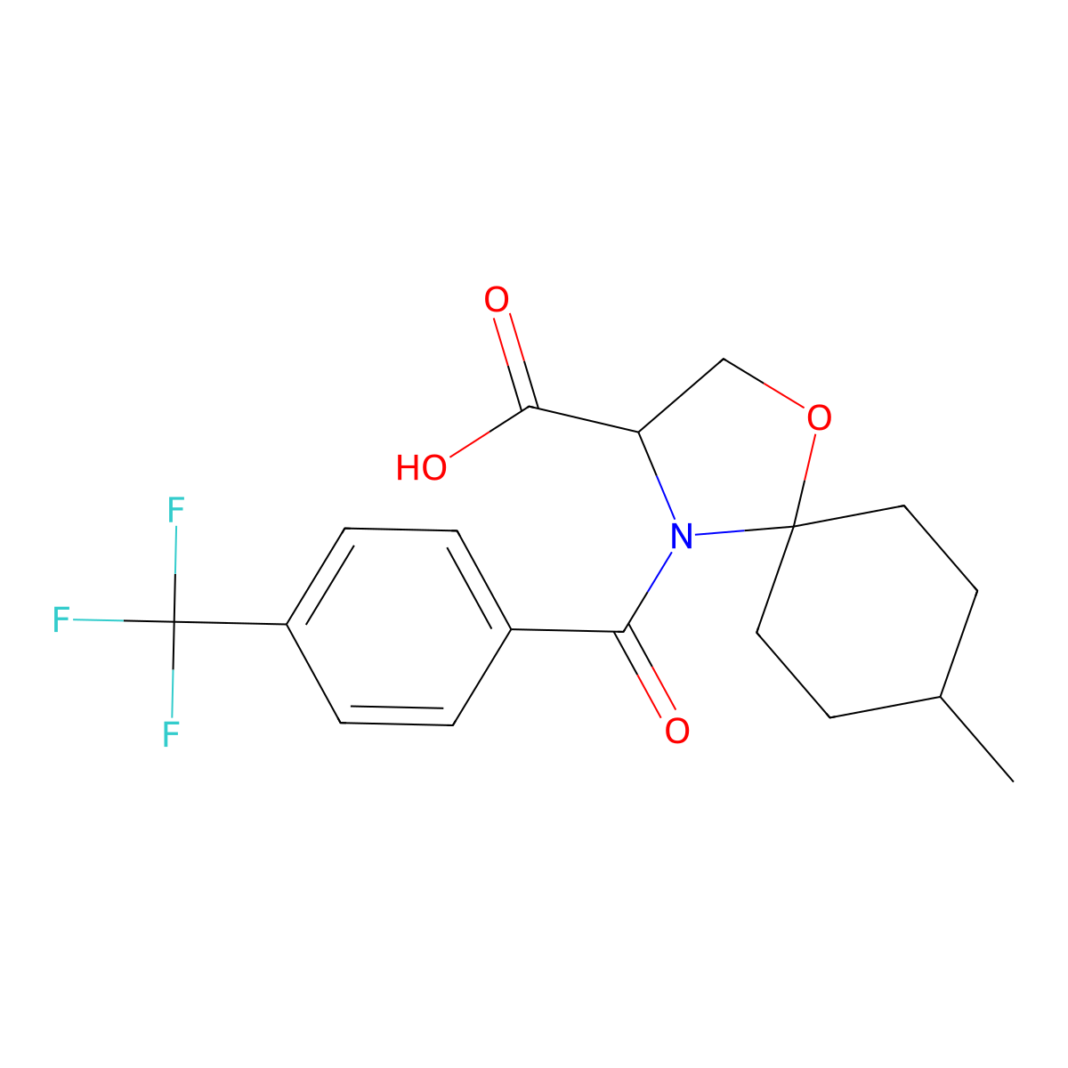 8-Methyl-4-[4-(trifluoromethyl)benzoyl]-1-oxa-4-azaspiro[4.5]decane-3-carboxylic acid molecular structure, CAS 1326814-09-8