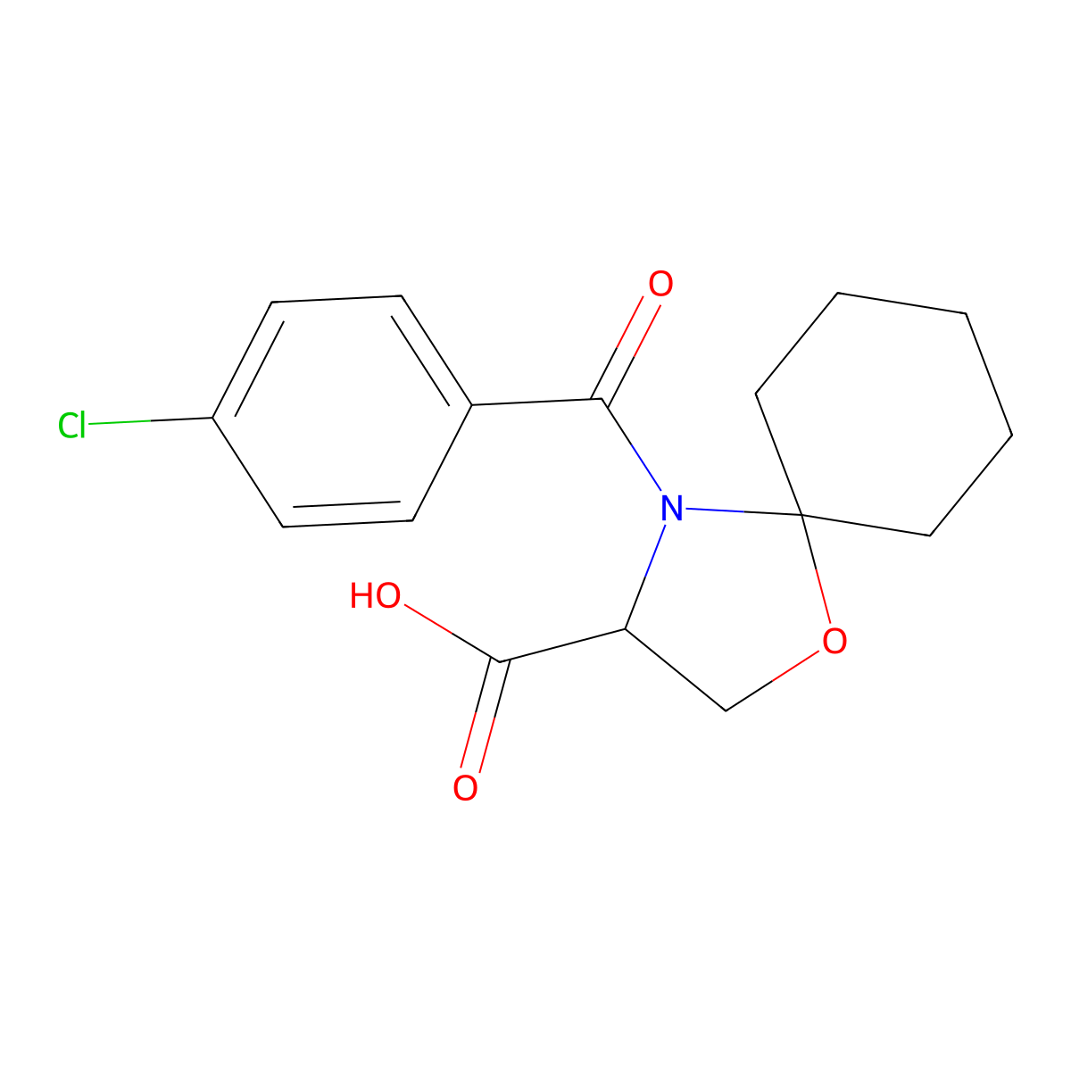 4-(4-Chlorobenzoyl)-1-oxa-4-azaspiro[4.5]decane-3-carboxylic acid molecular structure, CAS 1326814-10-1
