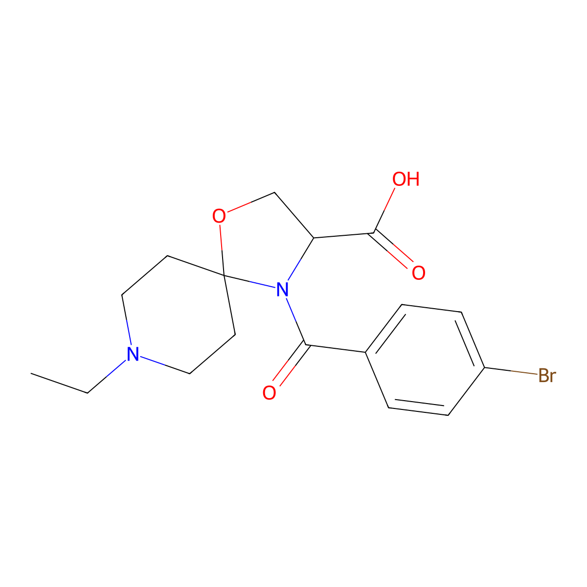 4-(4-Bromobenzoyl)-8-ethyl-1-oxa-4,8-diazaspiro[4.5]decane-3-carboxylic acid molecular structure, CAS 1326814-14-5