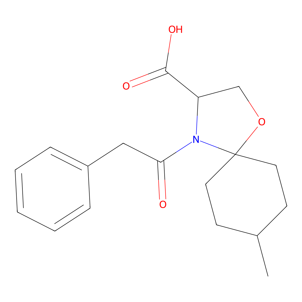 8-Methyl-4-(2-phenylacetyl)-1-oxa-4-azaspiro[4.5]decane-3-carboxylic acid molecular structure, CAS 1326814-15-6