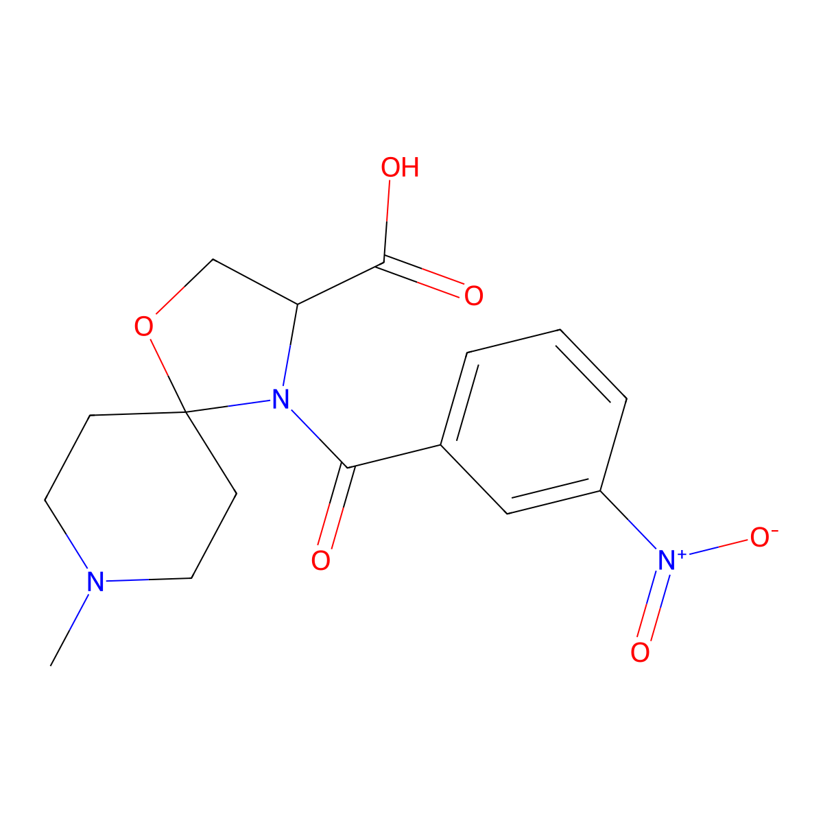 8-Methyl-4-(3-nitrobenzoyl)-1-oxa-4,8-diazaspiro[4.5]decane-3-carboxylic acid molecular structure, CAS 1326814-19-0