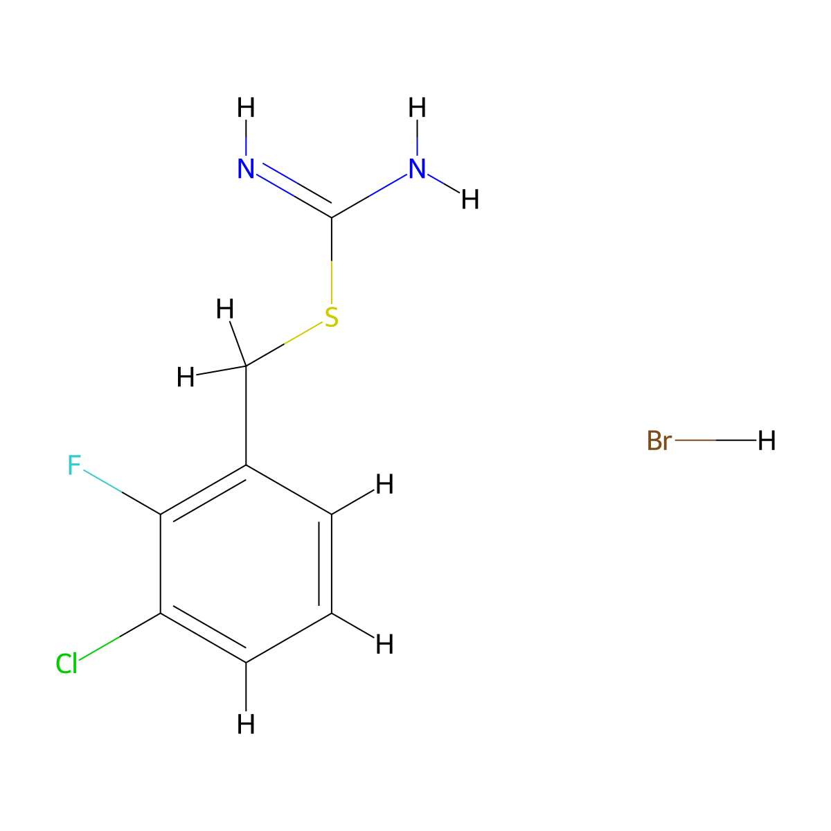 {[(3-Chloro-2-fluorophenyl)methyl]sulfanyl}methanimidamide hydrobromide molecular structure, CAS 1326814-20-3