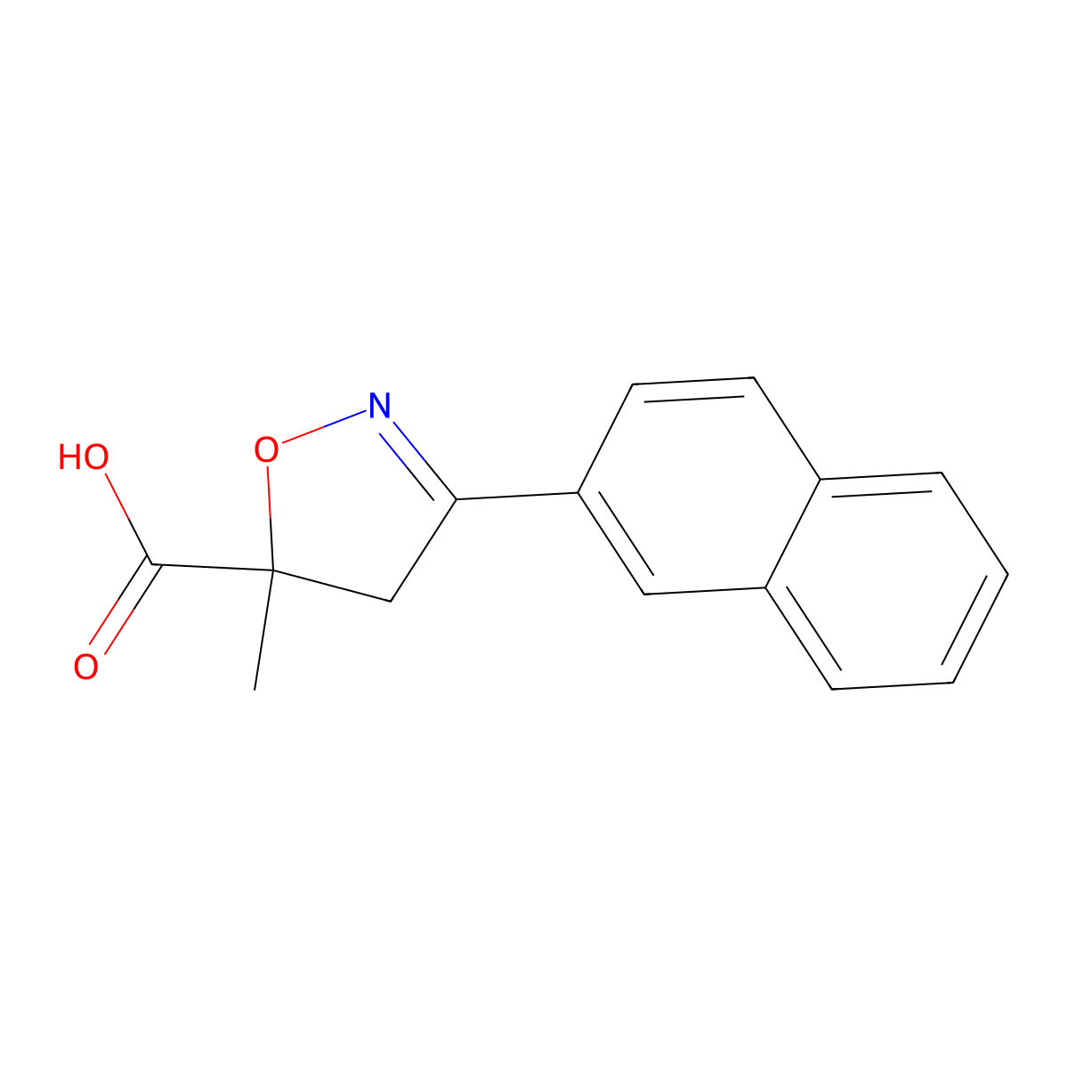 5-Methyl-3-(naphthalen-2-yl)-4,5-dihydro-1,2-oxazole-5-carboxylic acid molecular structure, CAS 1326814-23-6
