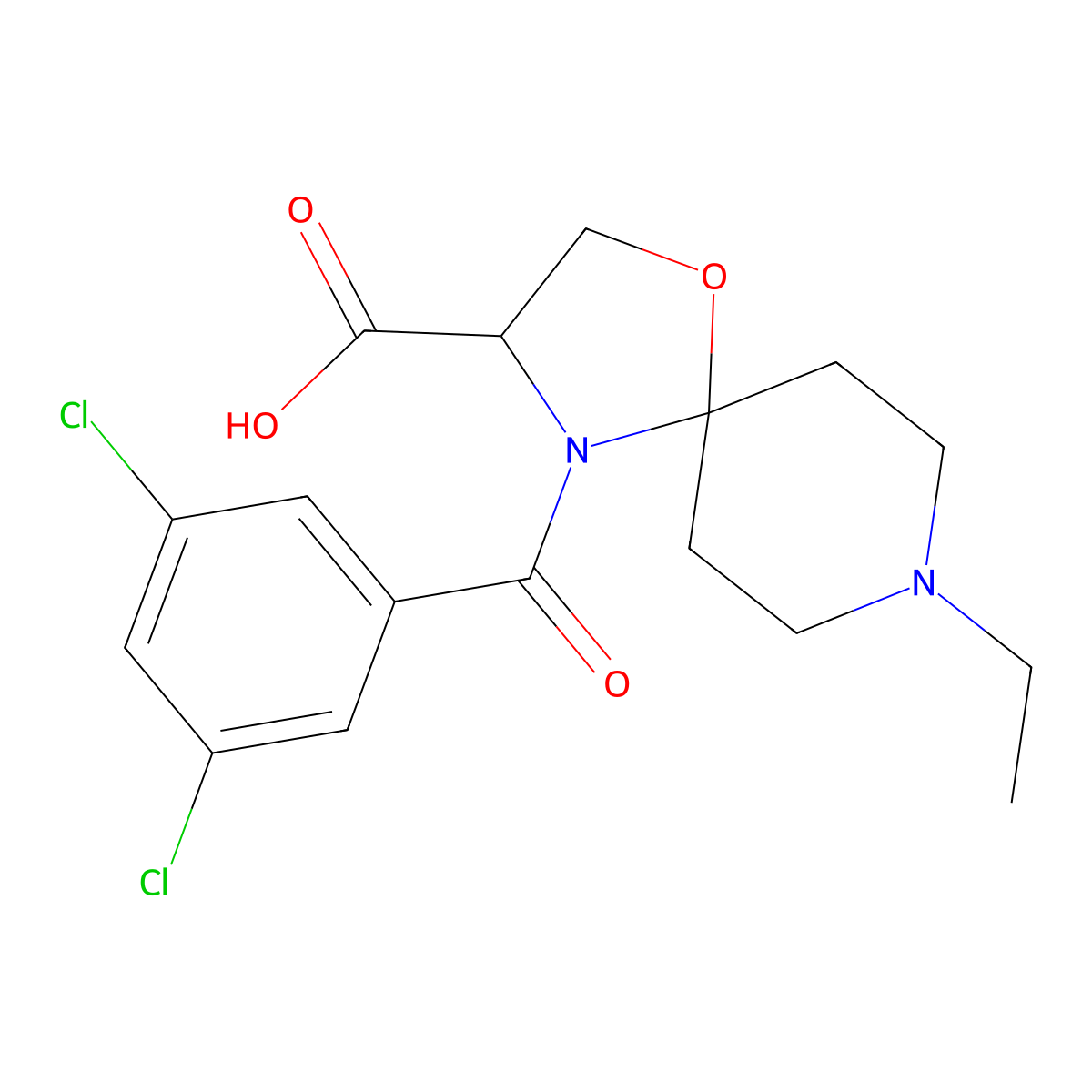 4-(3,5-Dichlorobenzoyl)-8-ethyl-1-oxa-4,8-diazaspiro[4.5]decane-3-carboxylic acid molecular structure, CAS 1326814-28-1