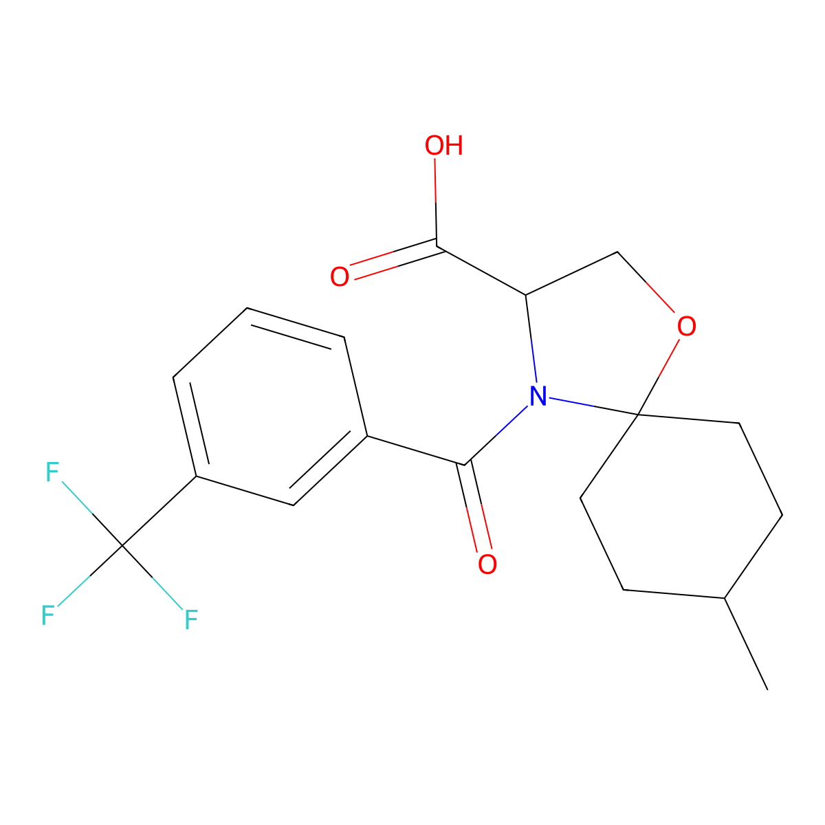 8-Methyl-4-[3-(trifluoromethyl)benzoyl]-1-oxa-4-azaspiro[4.5]decane-3-carboxylic acid molecular structure, CAS 1326814-31-6