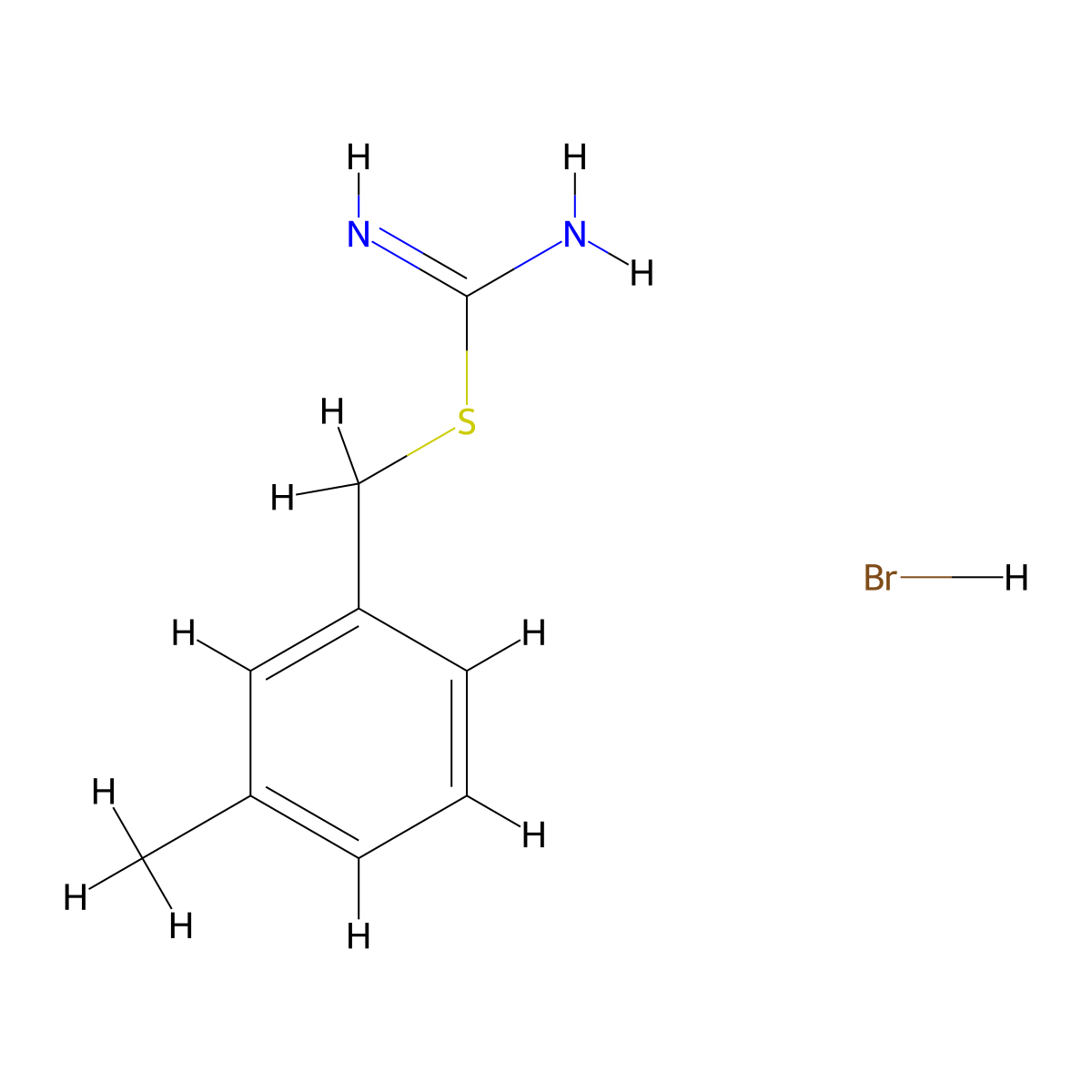 {[(3-Methylphenyl)methyl]sulfanyl}methanimidamide hydrobromide molecular structure, CAS 1326814-32-7