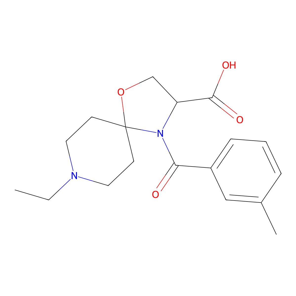 8-Ethyl-4-(3-methylbenzoyl)-1-oxa-4,8-diazaspiro[4.5]decane-3-carboxylic acid molecular structure, CAS 1326814-35-0