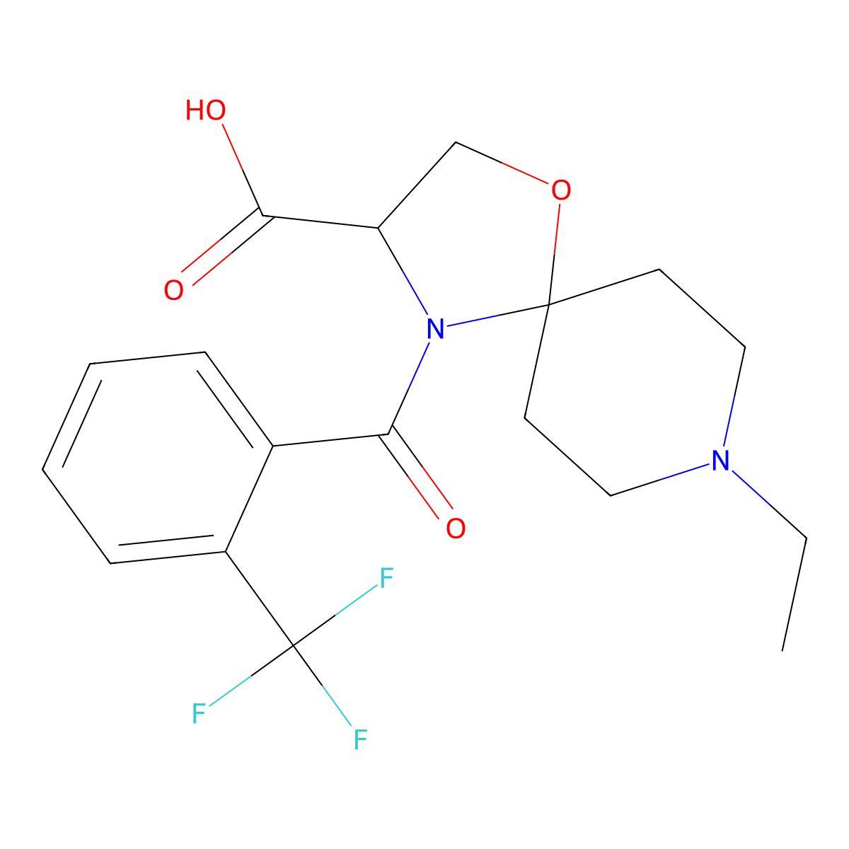 8-Ethyl-4-[2-(trifluoromethyl)benzoyl]-1-oxa-4,8-diazaspiro[4.5]decane-3-carboxylic acid molecular structure, CAS 1326814-40-7