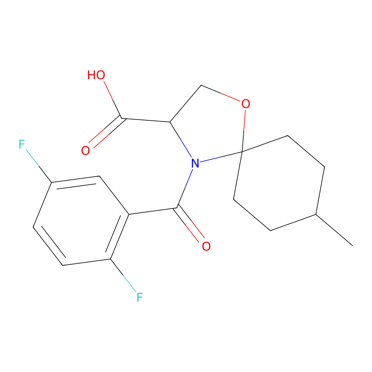 4-(2,5-Difluorobenzoyl)-8-methyl-1-oxa-4-azaspiro[4.5]decane-3-carboxylic acid molecular structure, CAS 1326814-43-0