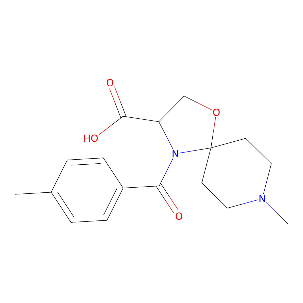 8-Methyl-4-(4-methylbenzoyl)-1-oxa-4,8-diazaspiro[4.5]decane-3-carboxylic acid molecular structure, CAS 1326814-54-3