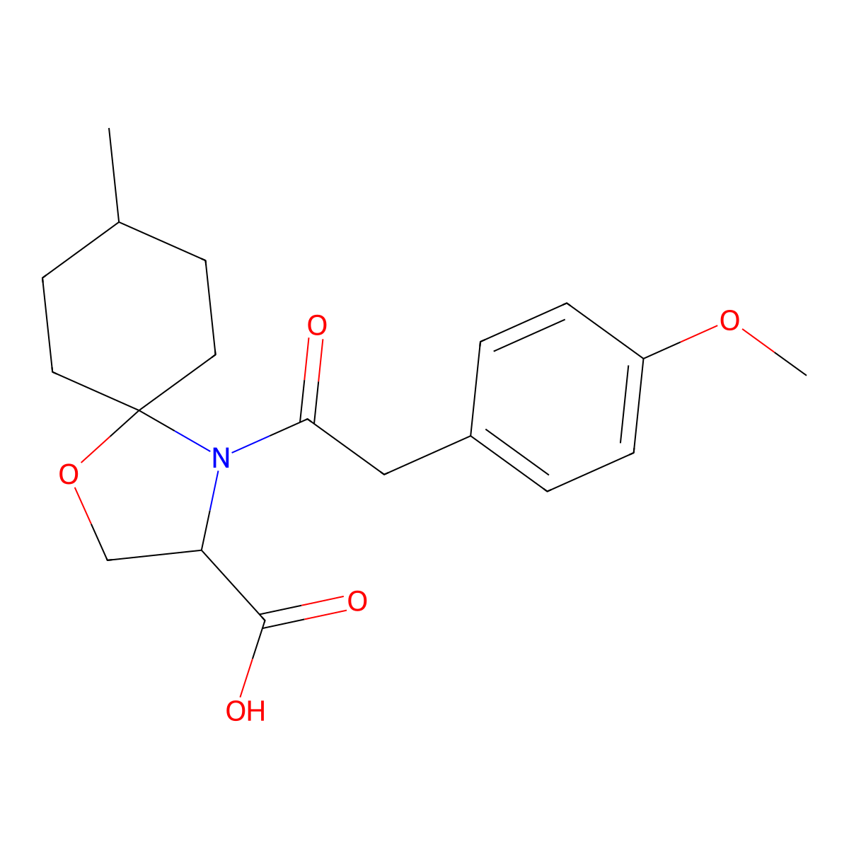 4-[2-(4-Methoxyphenyl)acetyl]-8-methyl-1-oxa-4-azaspiro[4.5]decane-3-carboxylic acid molecular structure, CAS 1326814-59-8