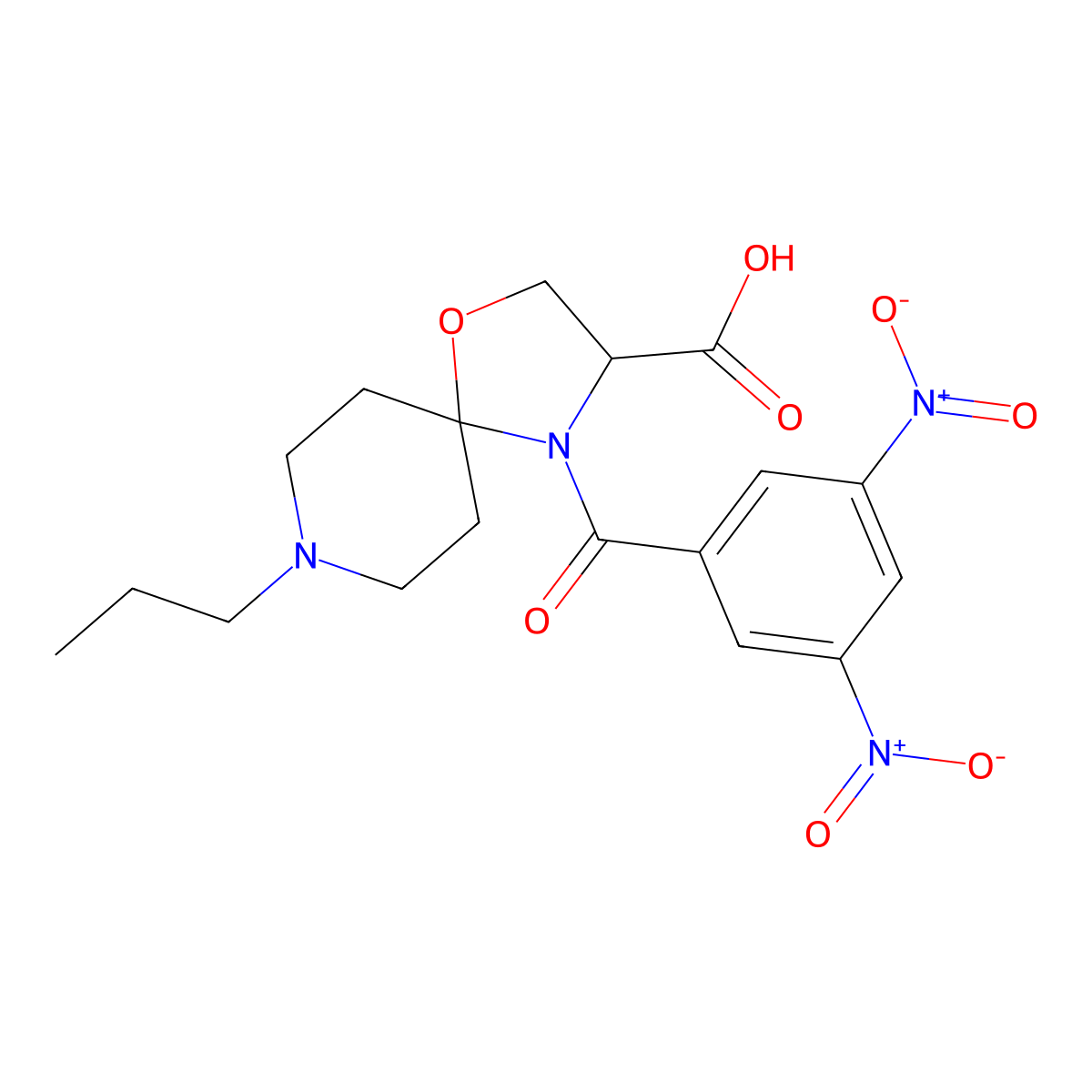 4-(3,5-Dinitrobenzoyl)-8-propyl-1-oxa-4,8-diazaspiro[4.5]decane-3-carboxylic acid molecular structure, CAS 1326814-62-3