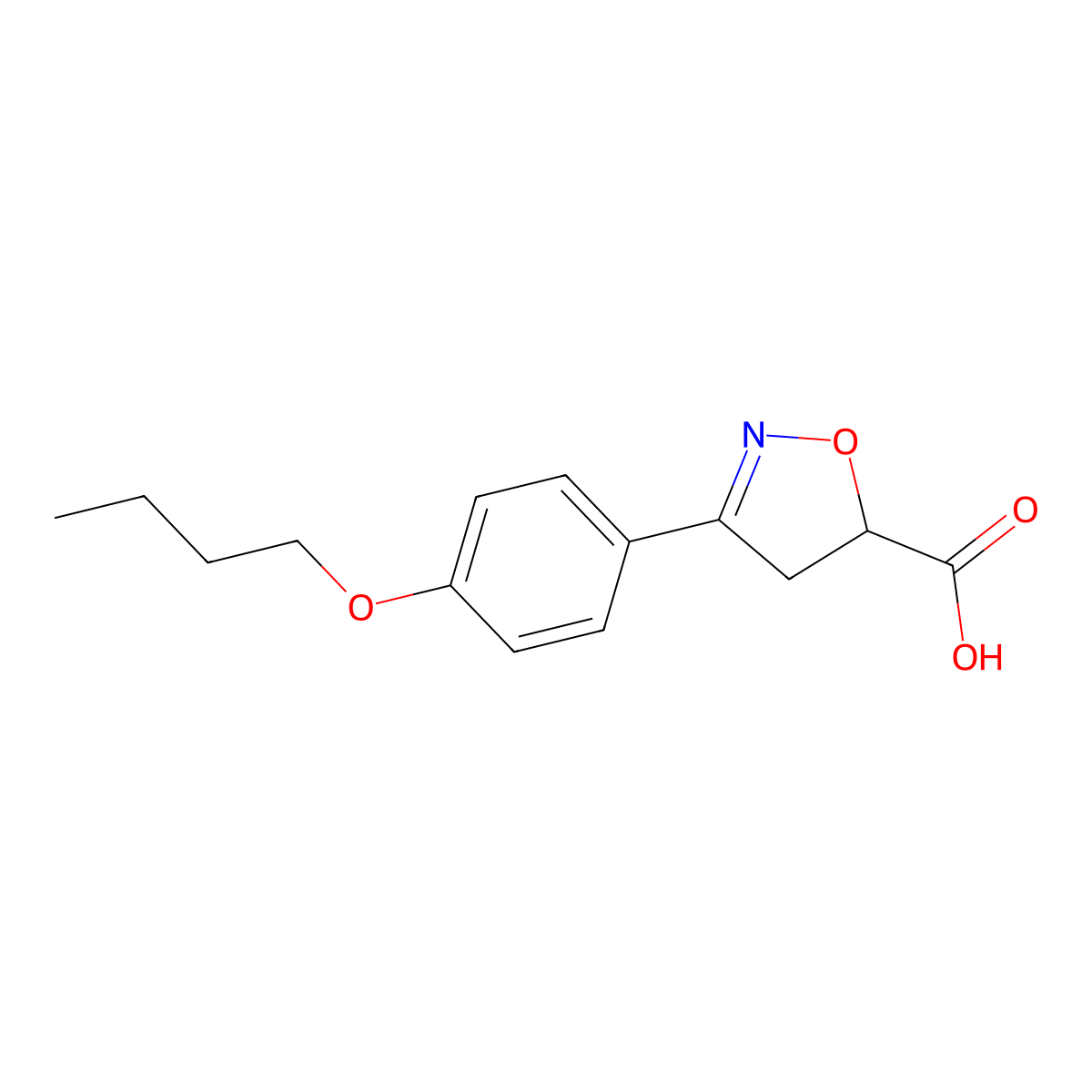 3-(4-Butoxyphenyl)-4,5-dihydro-1,2-oxazole-5-carboxylic acid molecular structure, CAS 1326814-64-5