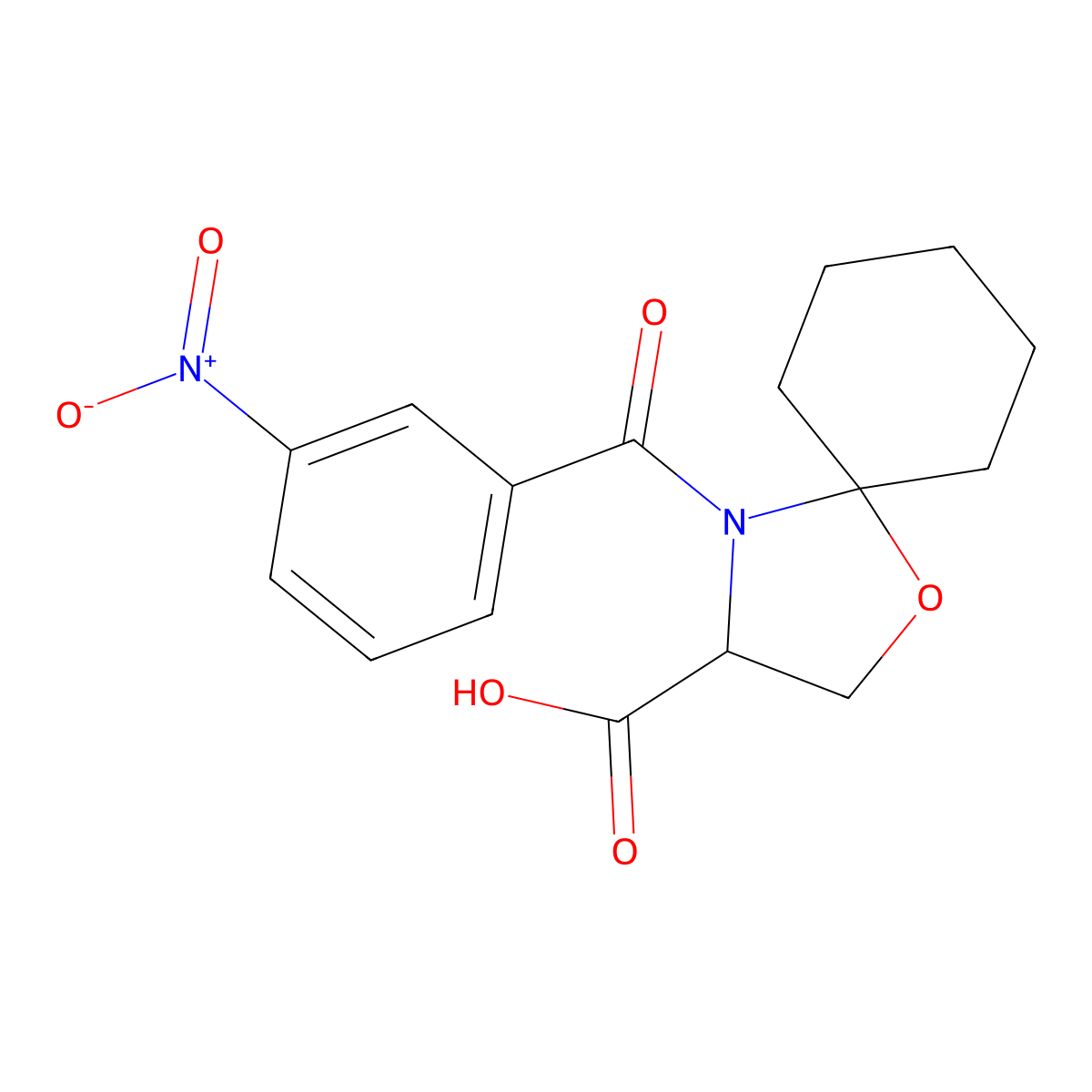 4-(3-Nitrobenzoyl)-1-oxa-4-azaspiro[4.5]decane-3-carboxylic acid molecular structure, CAS 1326814-68-9