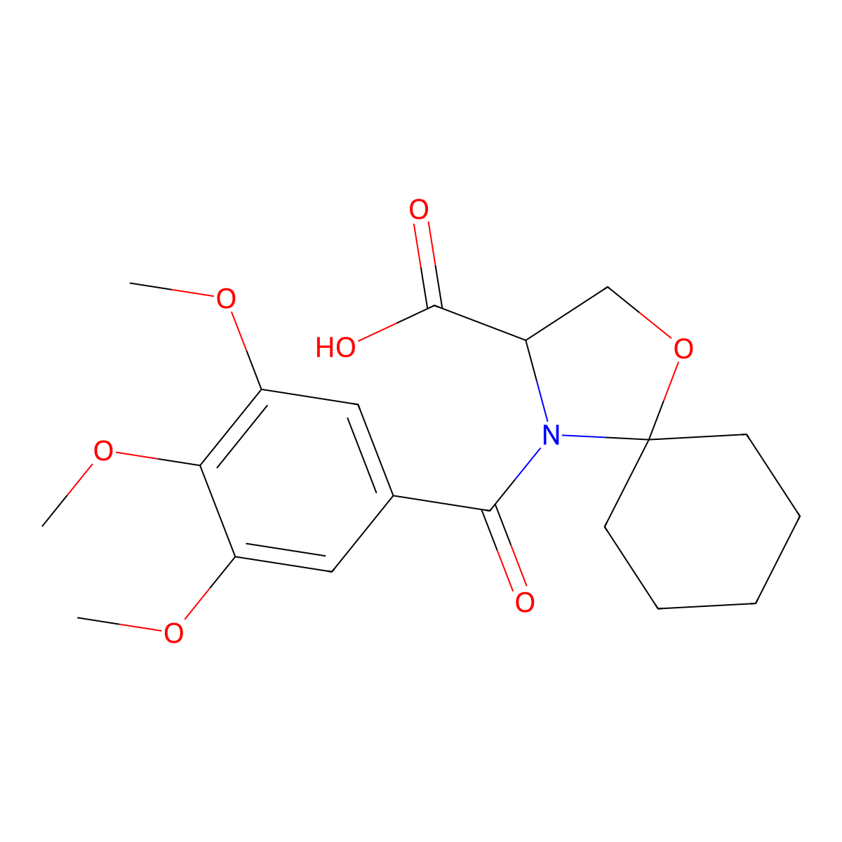 4-(3,4,5-Trimethoxybenzoyl)-1-oxa-4-azaspiro[4.5]decane-3-carboxylic acid molecular structure, CAS 1326814-72-5
