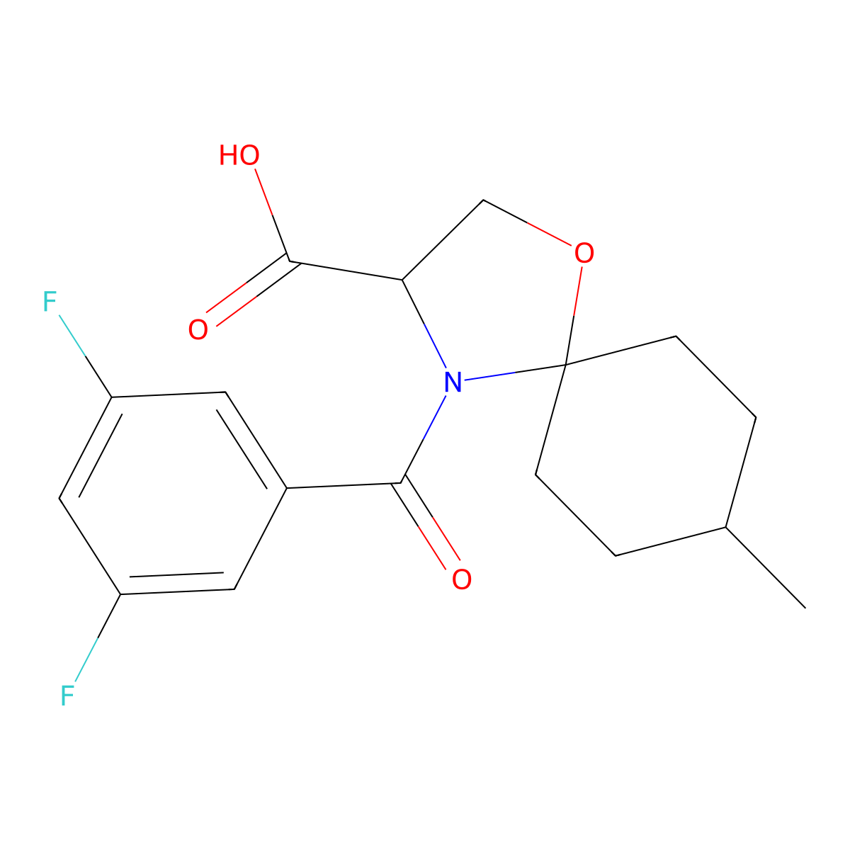 4-(3,5-Difluorobenzoyl)-8-methyl-1-oxa-4-azaspiro[4.5]decane-3-carboxylic acid molecular structure, CAS 1326814-73-6