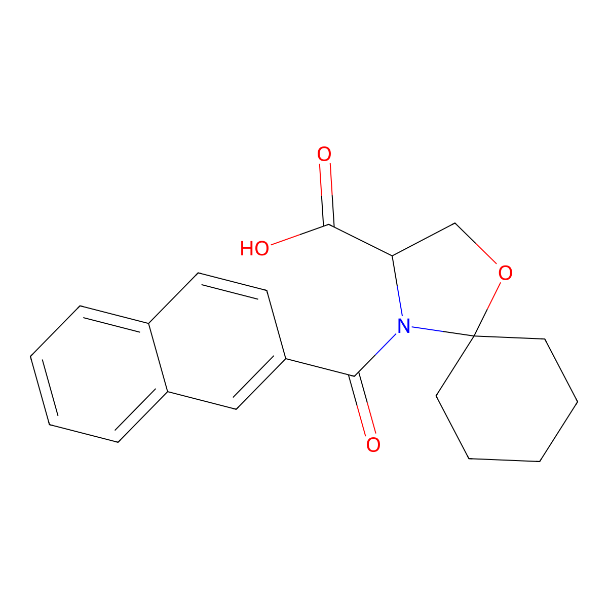 4-(Naphthalene-2-carbonyl)-1-oxa-4-azaspiro[4.5]decane-3-carboxylic acid molecular structure, CAS 1326814-74-7