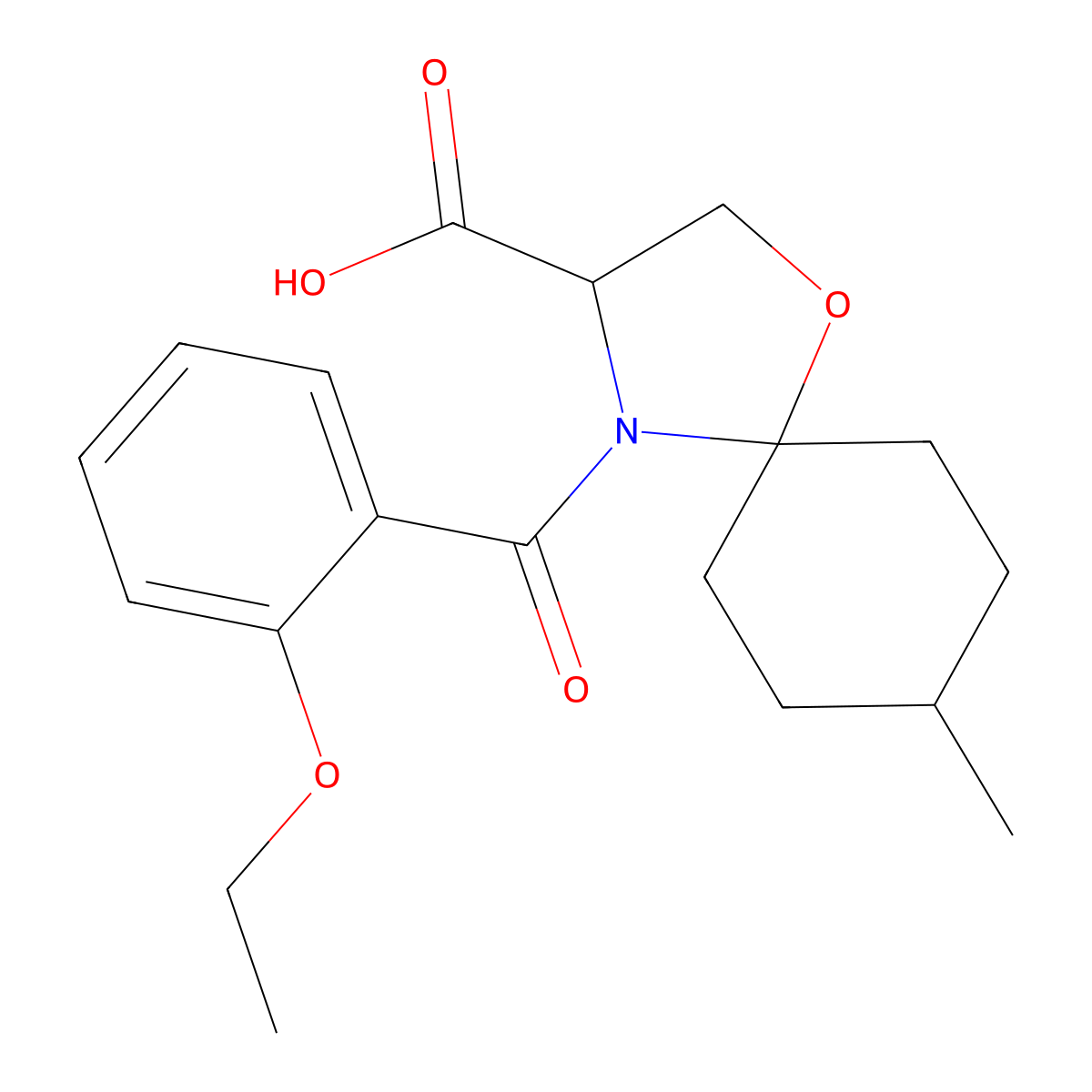 4-(2-Ethoxybenzoyl)-8-methyl-1-oxa-4-azaspiro[4.5]decane-3-carboxylic acid molecular structure, CAS 1326814-79-2