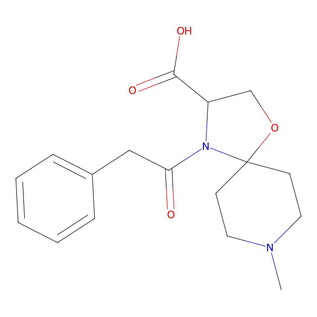8-Methyl-4-(2-phenylacetyl)-1-oxa-4,8-diazaspiro[4.5]decane-3-carboxylic acid molecular structure, CAS 1326814-84-9