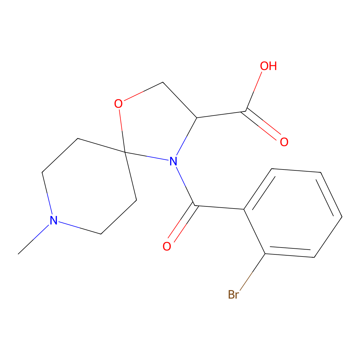 4-(2-Bromobenzoyl)-8-methyl-1-oxa-4,8-diazaspiro[4.5]decane-3-carboxylic acid molecular structure, CAS 1326814-87-2