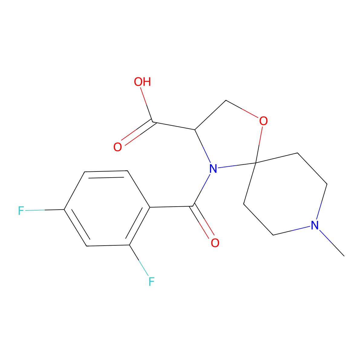 4-(2,4-Difluorobenzoyl)-8-methyl-1-oxa-4,8-diazaspiro[4.5]decane-3-carboxylic acid molecular structure, CAS 1326814-92-9