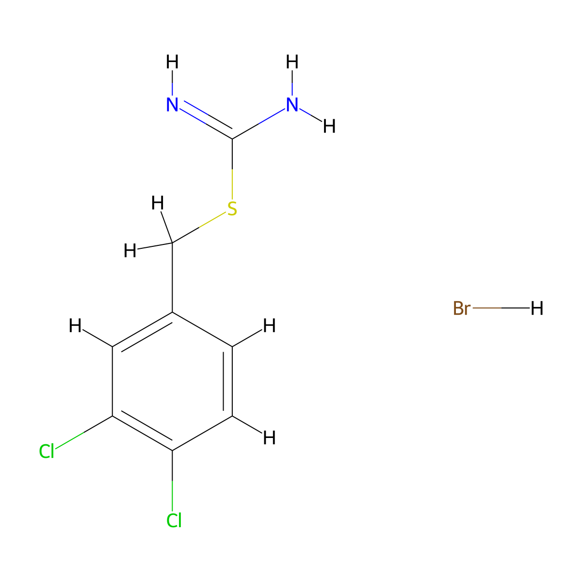 {[(3,4-Dichlorophenyl)methyl]sulfanyl}methanimidamide hydrobromide molecular structure, CAS 1326814-97-4