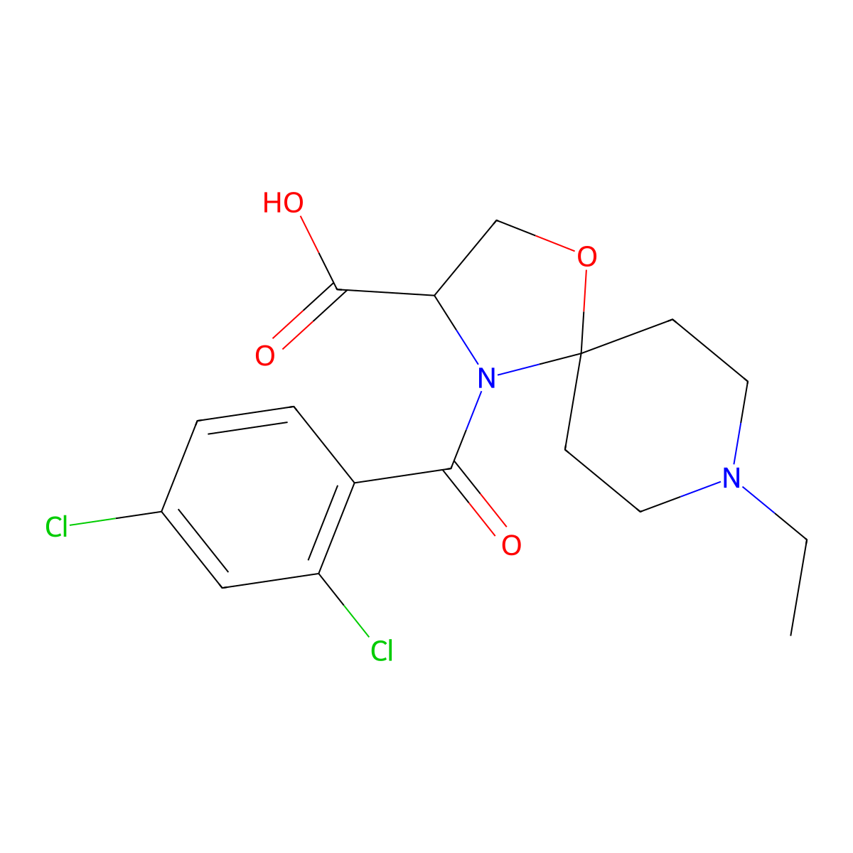 4-(2,4-Dichlorobenzoyl)-8-ethyl-1-oxa-4,8-diazaspiro[4.5]decane-3-carboxylic acid molecular structure, CAS 1326814-99-6