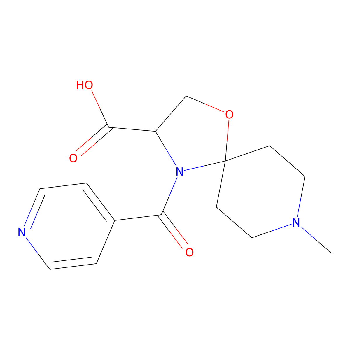 8-Methyl-4-(pyridine-4-carbonyl)-1-oxa-4,8-diazaspiro[4.5]decane-3-carboxylic acid molecular structure, CAS 1326815-00-2