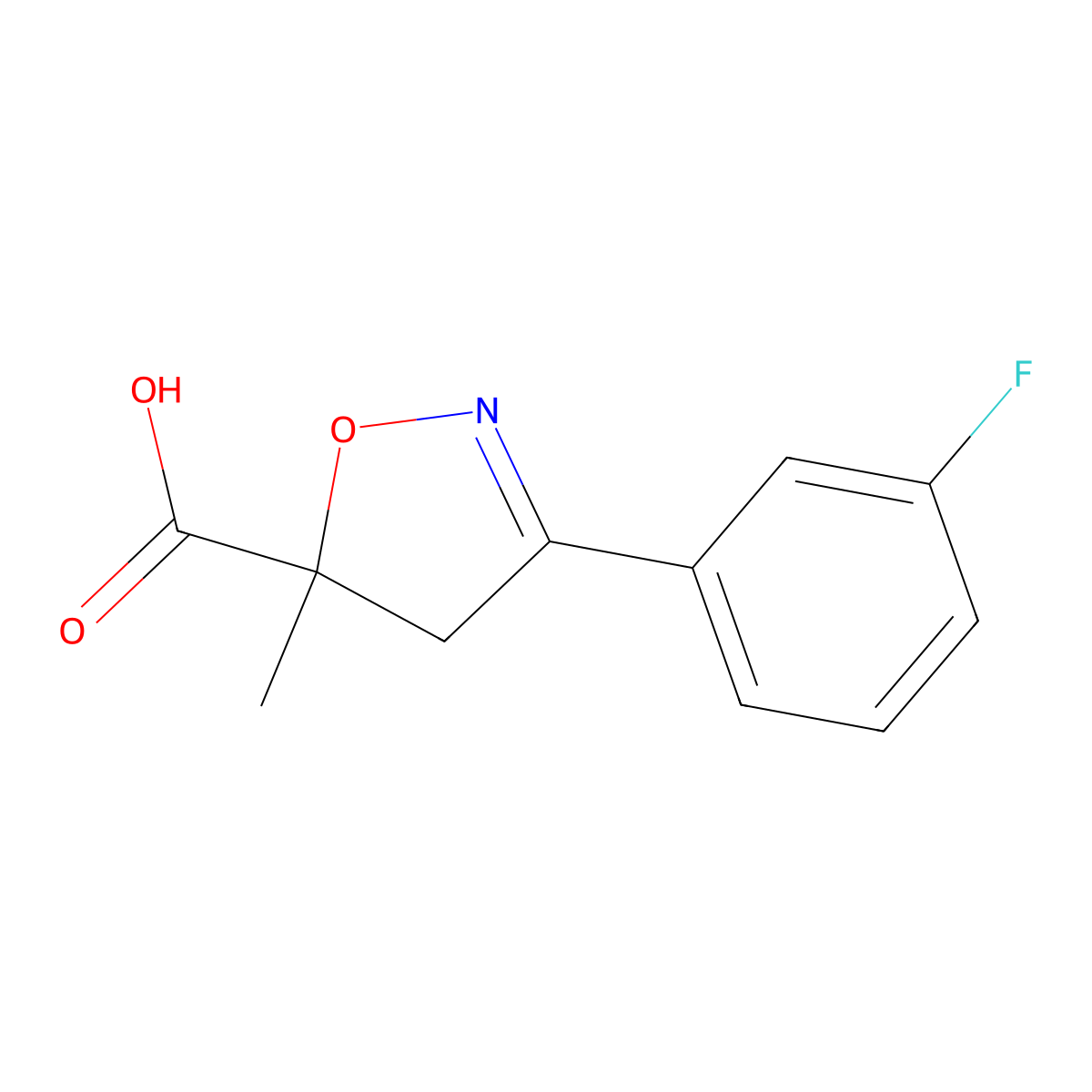 3-(3-Fluorophenyl)-5-methyl-4,5-dihydro-1,2-oxazole-5-carboxylic acid molecular structure, CAS 1326815-03-5