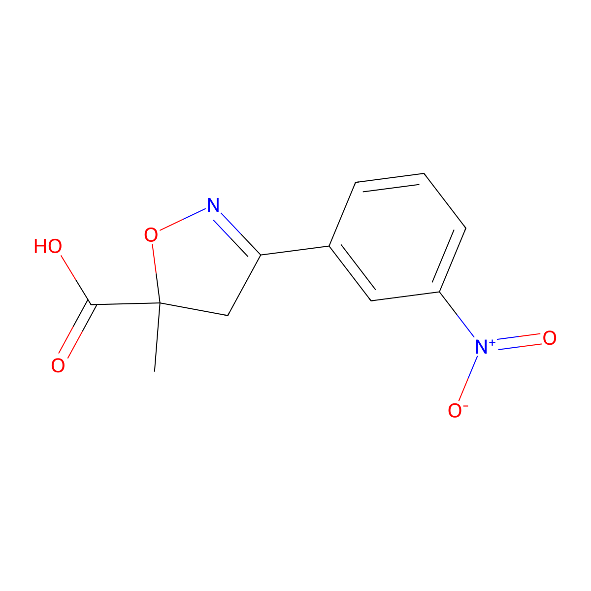 5-Methyl-3-(3-nitrophenyl)-4,5-dihydro-1,2-oxazole-5-carboxylic acid molecular structure, CAS 1326815-05-7