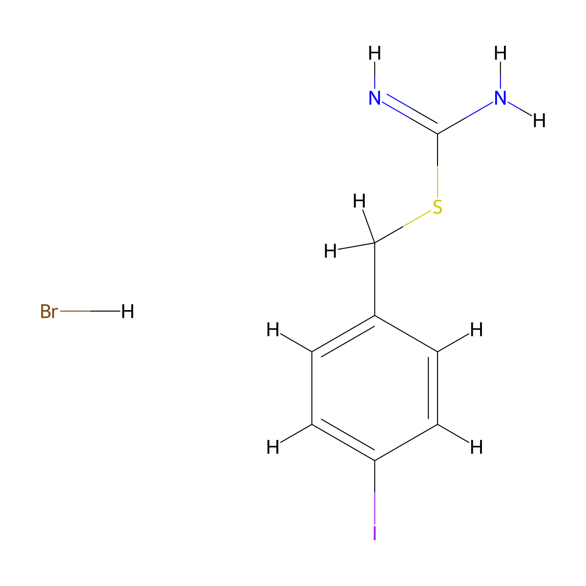 {[(4-Iodophenyl)methyl]sulfanyl}methanimidamide hydrobromide molecular structure, CAS 1326815-10-4