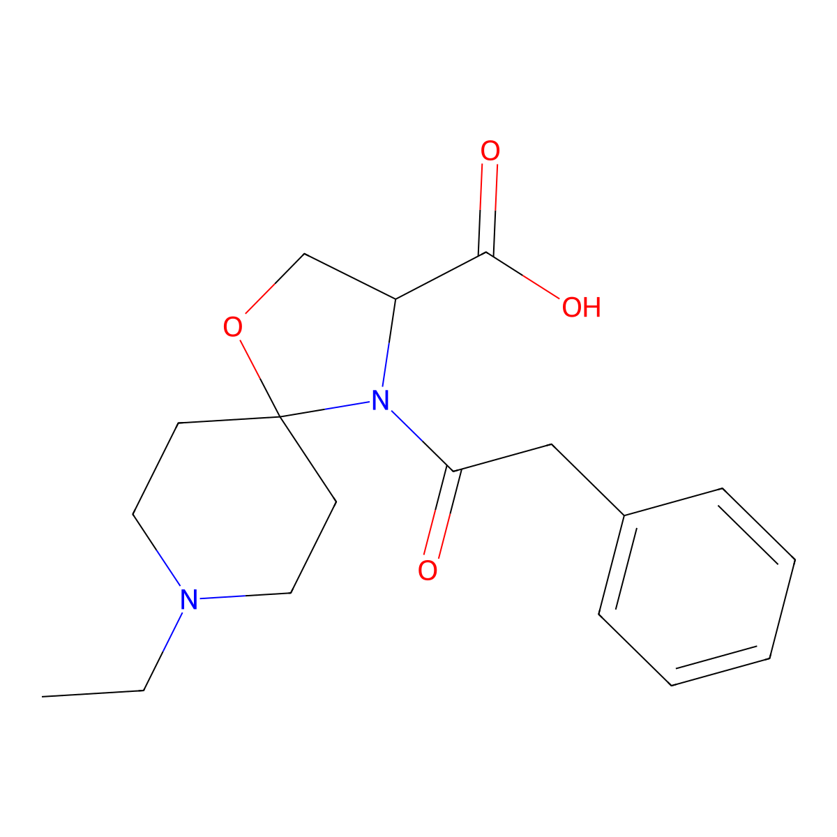 8-Ethyl-4-(2-phenylacetyl)-1-oxa-4,8-diazaspiro[4.5]decane-3-carboxylic acid molecular structure, CAS 1326815-12-6