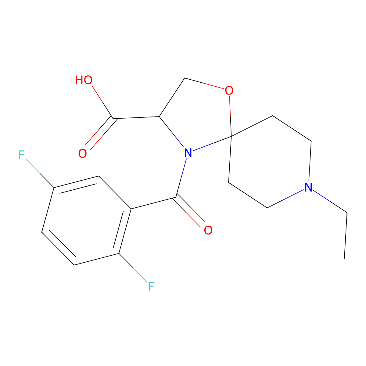 4-(2,5-Difluorobenzoyl)-8-ethyl-1-oxa-4,8-diazaspiro[4.5]decane-3-carboxylic acid molecular structure, CAS 1326815-22-8