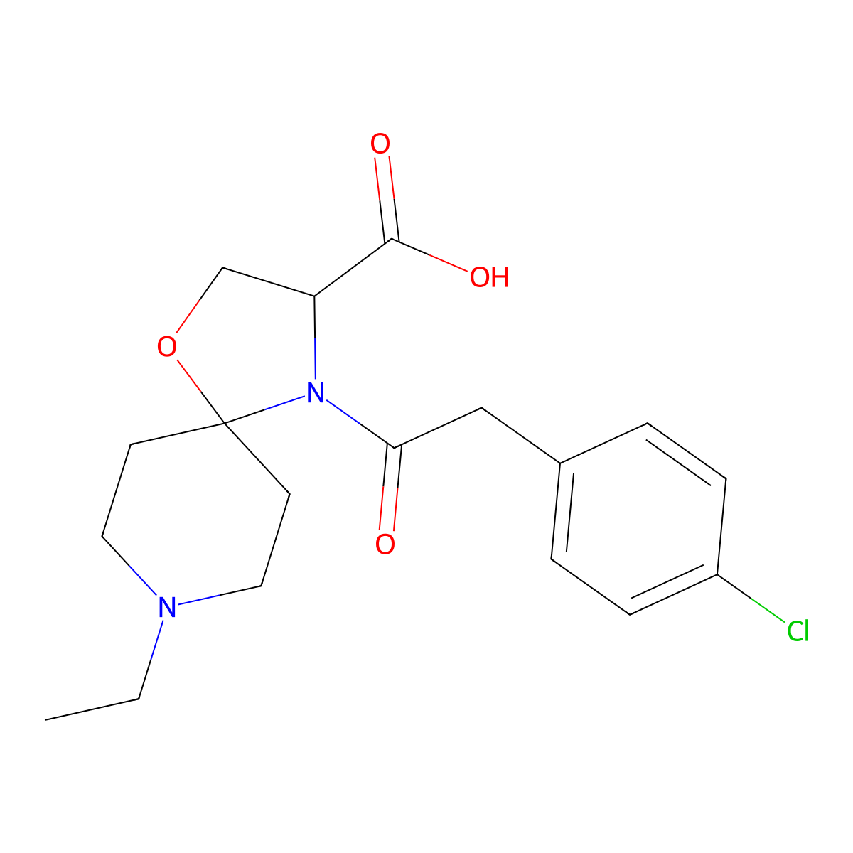 4-[2-(4-Chlorophenyl)acetyl]-8-ethyl-1-oxa-4,8-diazaspiro[4.5]decane-3-carboxylic acid molecular structure, CAS 1326815-24-0