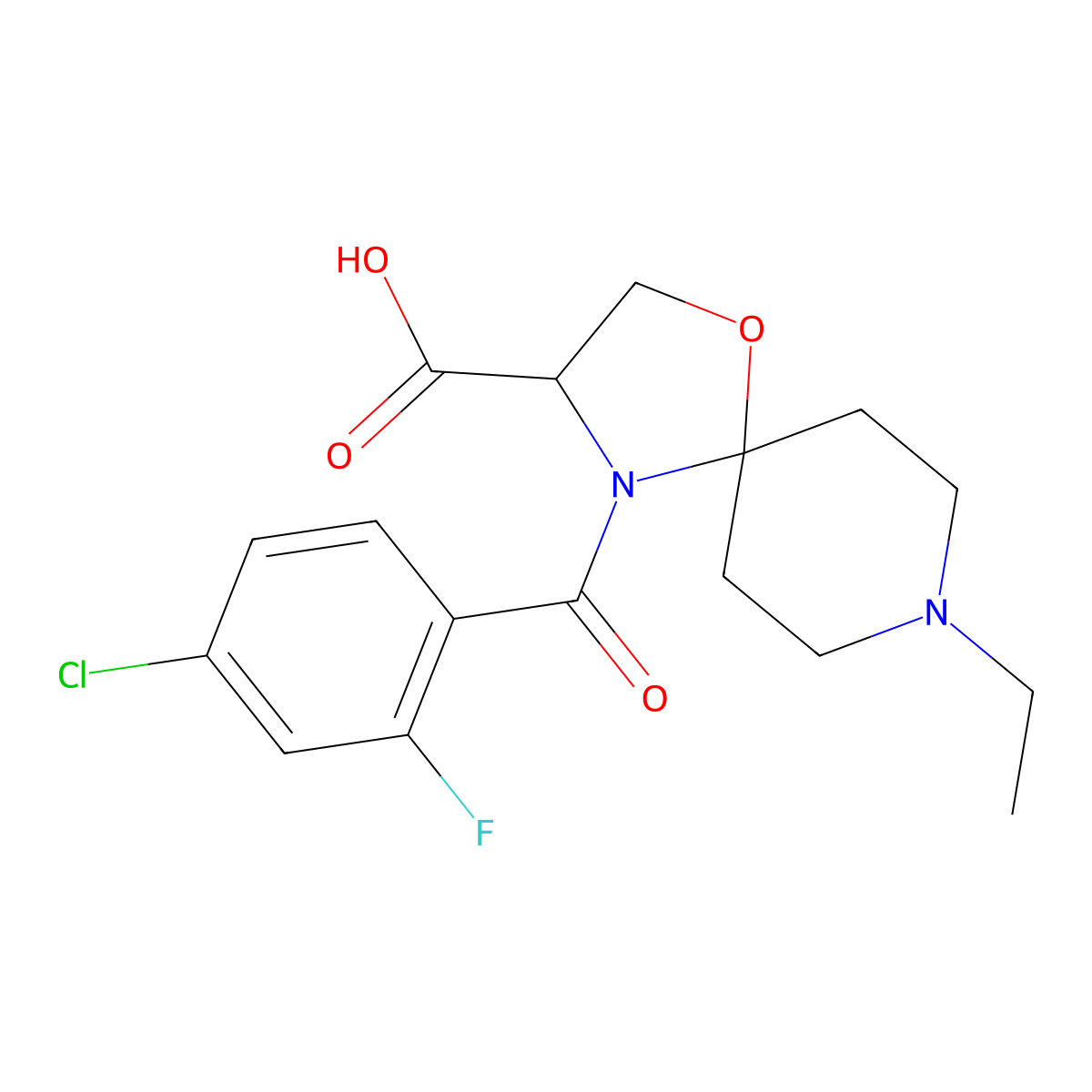 4-(4-Chloro-2-fluorobenzoyl)-8-ethyl-1-oxa-4,8-diazaspiro[4.5]decane-3-carboxylic acid molecular structure, CAS 1326815-25-1