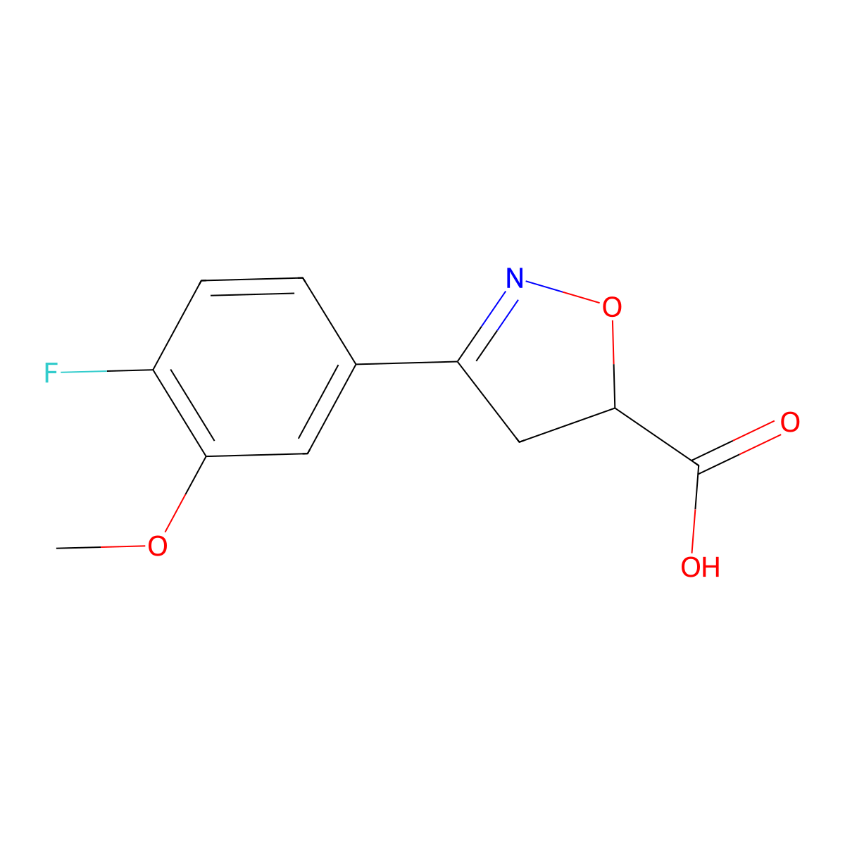 3-(4-Fluoro-3-methoxyphenyl)-4,5-dihydro-1,2-oxazole-5-carboxylic acid molecular structure, CAS 1326815-27-3