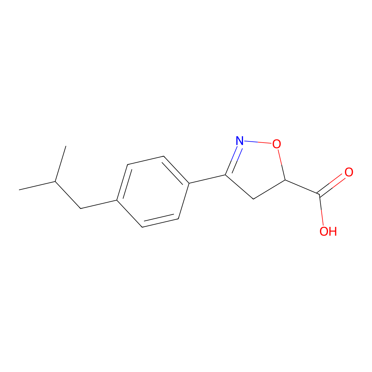 3-[4-(2-Methylpropyl)phenyl]-4,5-dihydro-1,2-oxazole-5-carboxylic acid molecular structure, CAS 1326815-35-3