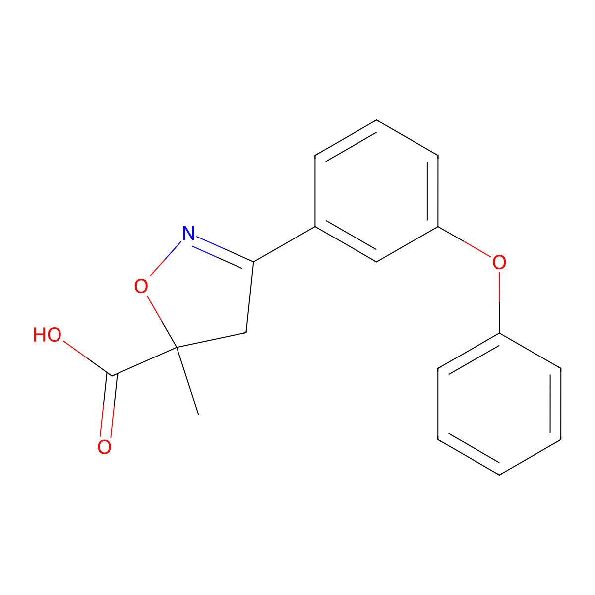 5-Methyl-3-(3-phenoxyphenyl)-4,5-dihydro-1,2-oxazole-5-carboxylic acid molecular structure, CAS 1326815-36-4