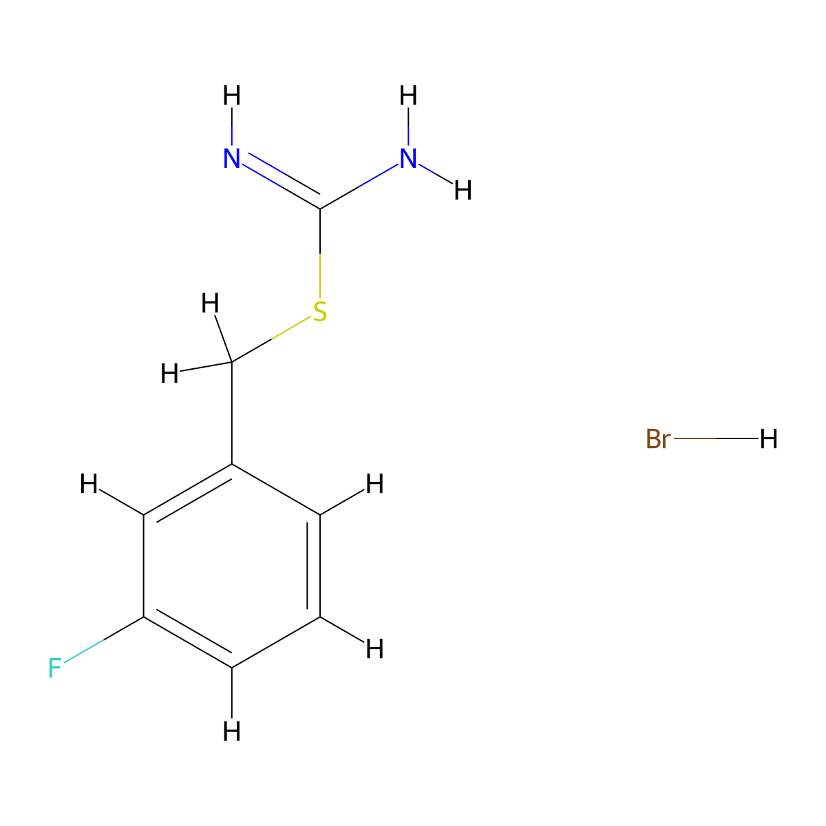 {[(3-Fluorophenyl)methyl]sulfanyl}methanimidamide hydrobromide molecular structure, CAS 1326815-42-2