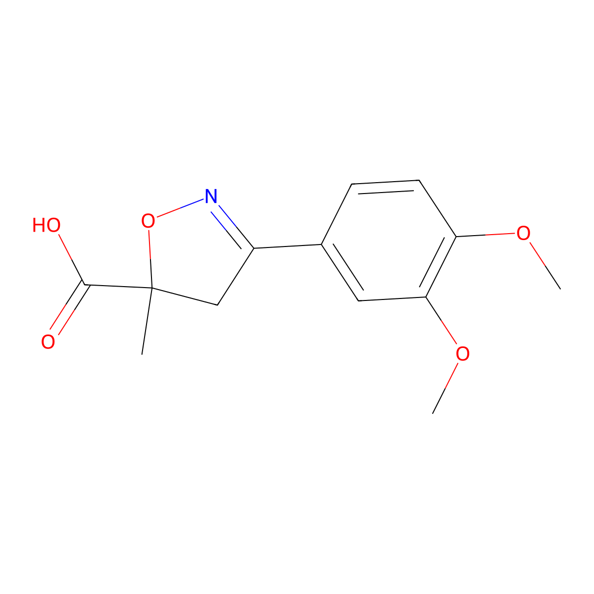 3-(3,4-Dimethoxyphenyl)-5-methyl-4,5-dihydro-1,2-oxazole-5-carboxylic acid molecular structure, CAS 1326815-47-7