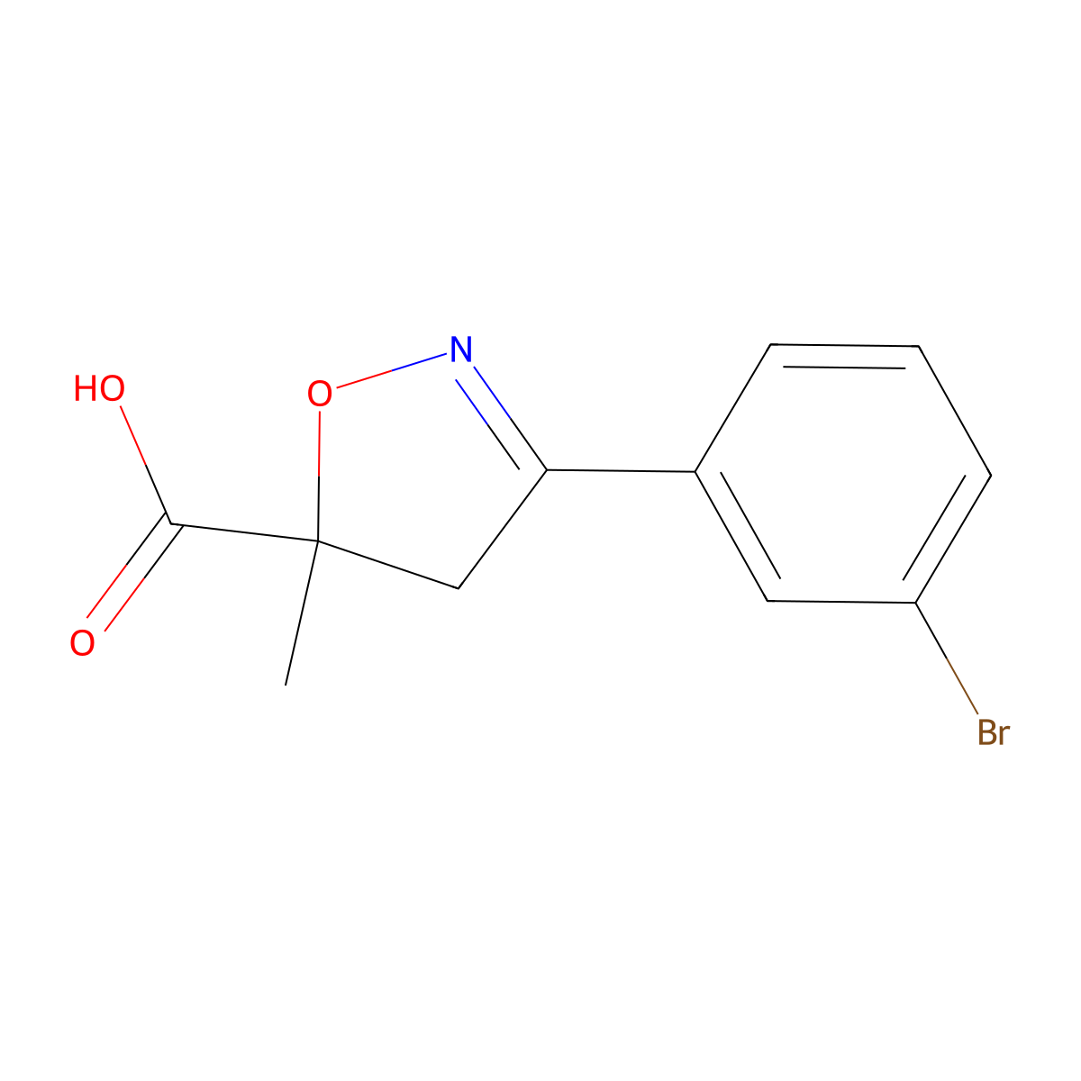 3-(3-Bromophenyl)-5-methyl-4,5-dihydro-1,2-oxazole-5-carboxylic acid molecular structure, CAS 1326815-55-7
