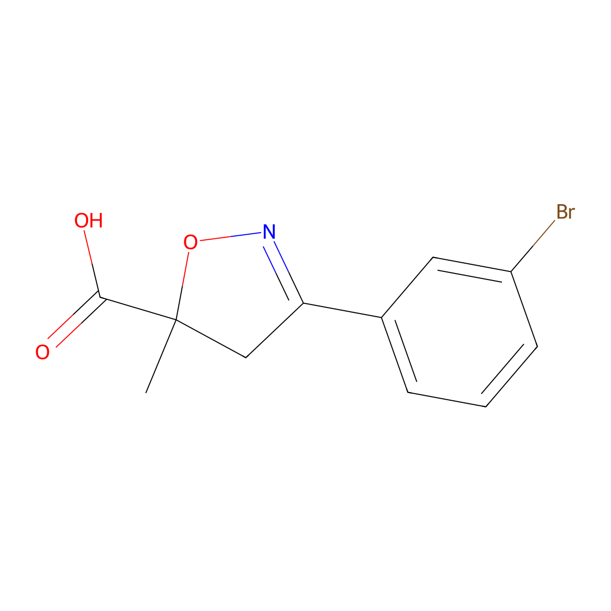 3-(3-Bromophenyl)-5-methyl-4,5-dihydro-1,2-oxazole-5-carboxylic acid molecular structure, CAS 1326815-55-7