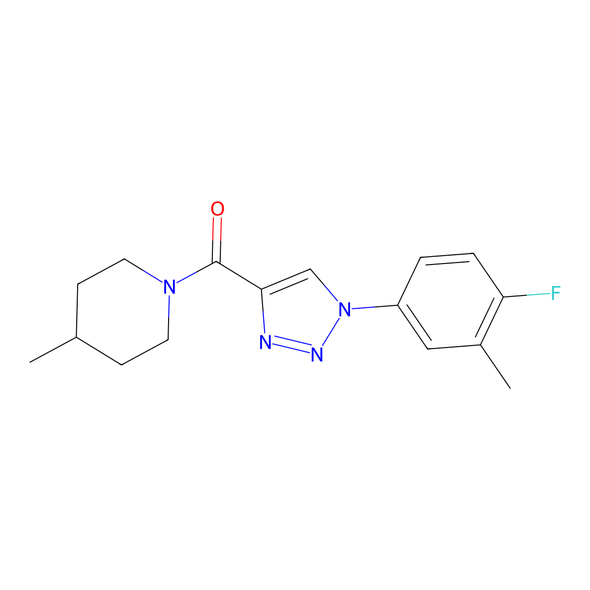 (1-(4-fluoro-3-methylphenyl)-1H-1,2,3-triazol-4-yl)(4-methylpiperidin-1-yl)methanone molecular structure, CAS 1326815-96-6