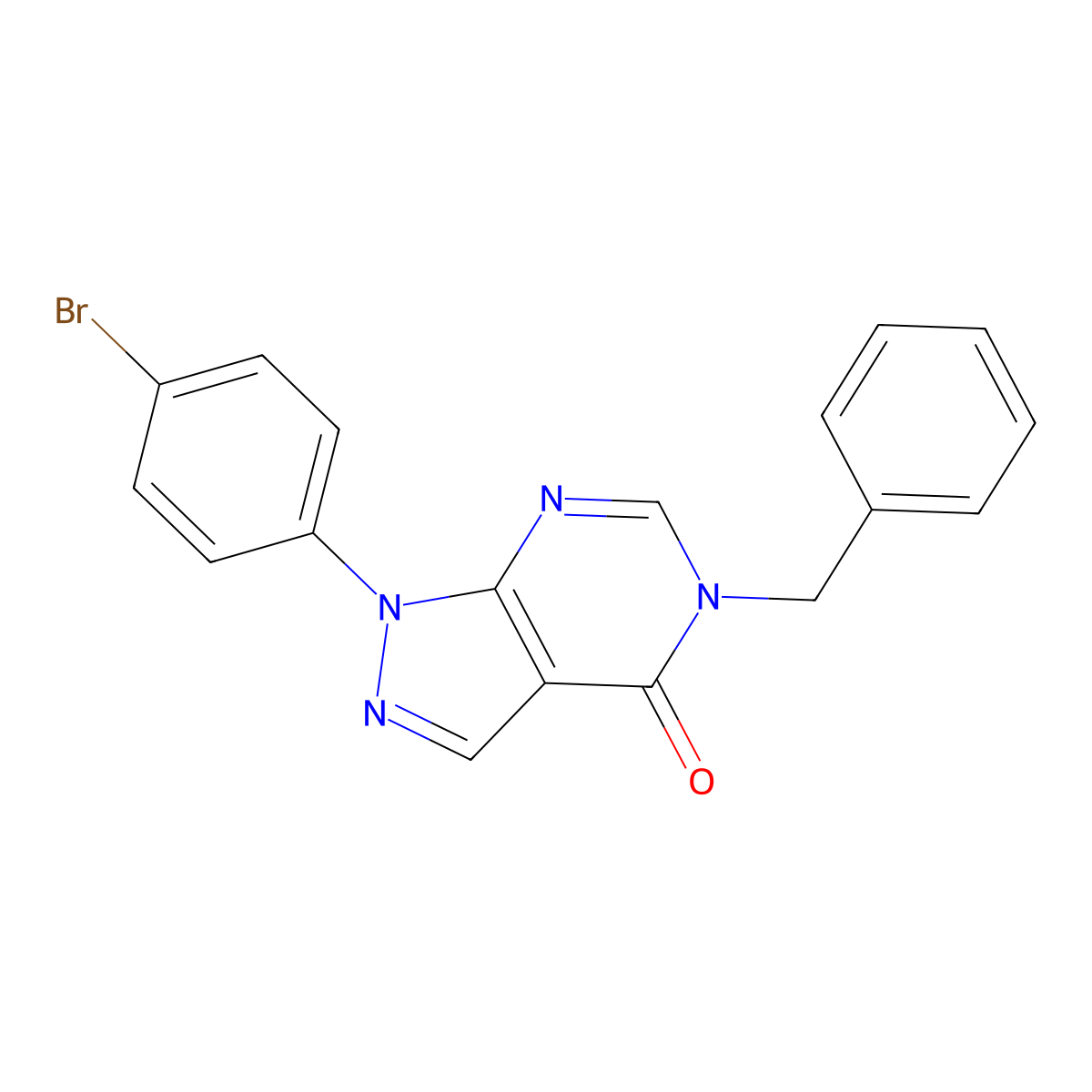 5-benzyl-1-(4-bromophenyl)-1,5-dihydro-4H-pyrazolo[3,4-d]pyrimidin-4-one molecular structure, CAS 1326816-56-1