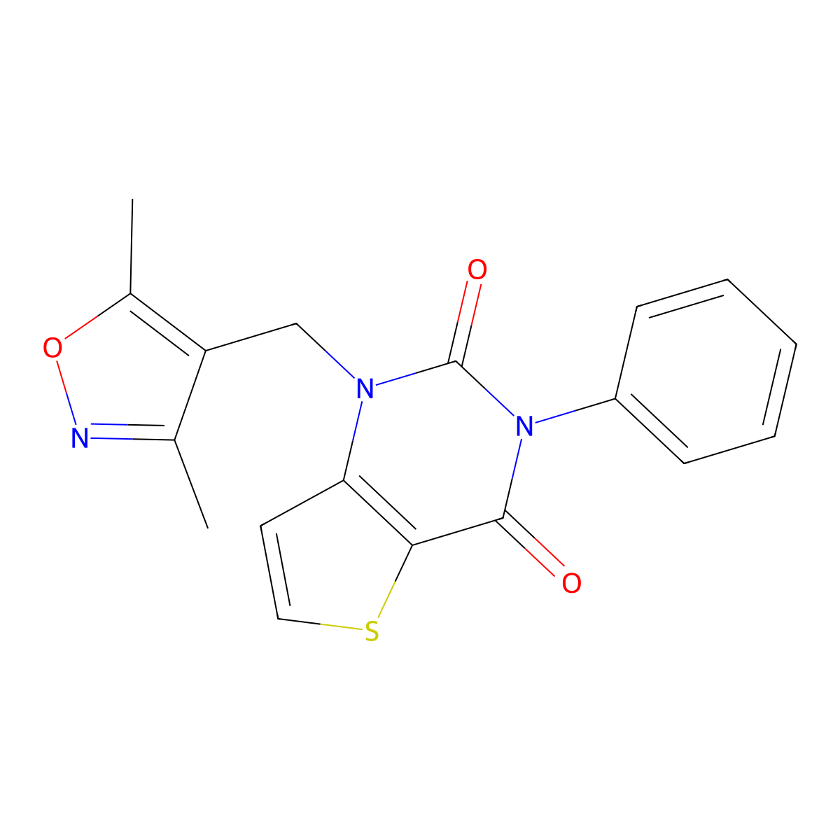 1-[(3,5-dimethyl-1,2-oxazol-4-yl)methyl]-3-phenylthieno[3,2-d]pyrimidine-2,4(1H,3H)-dione molecular structure, CAS 1326816-86-7
