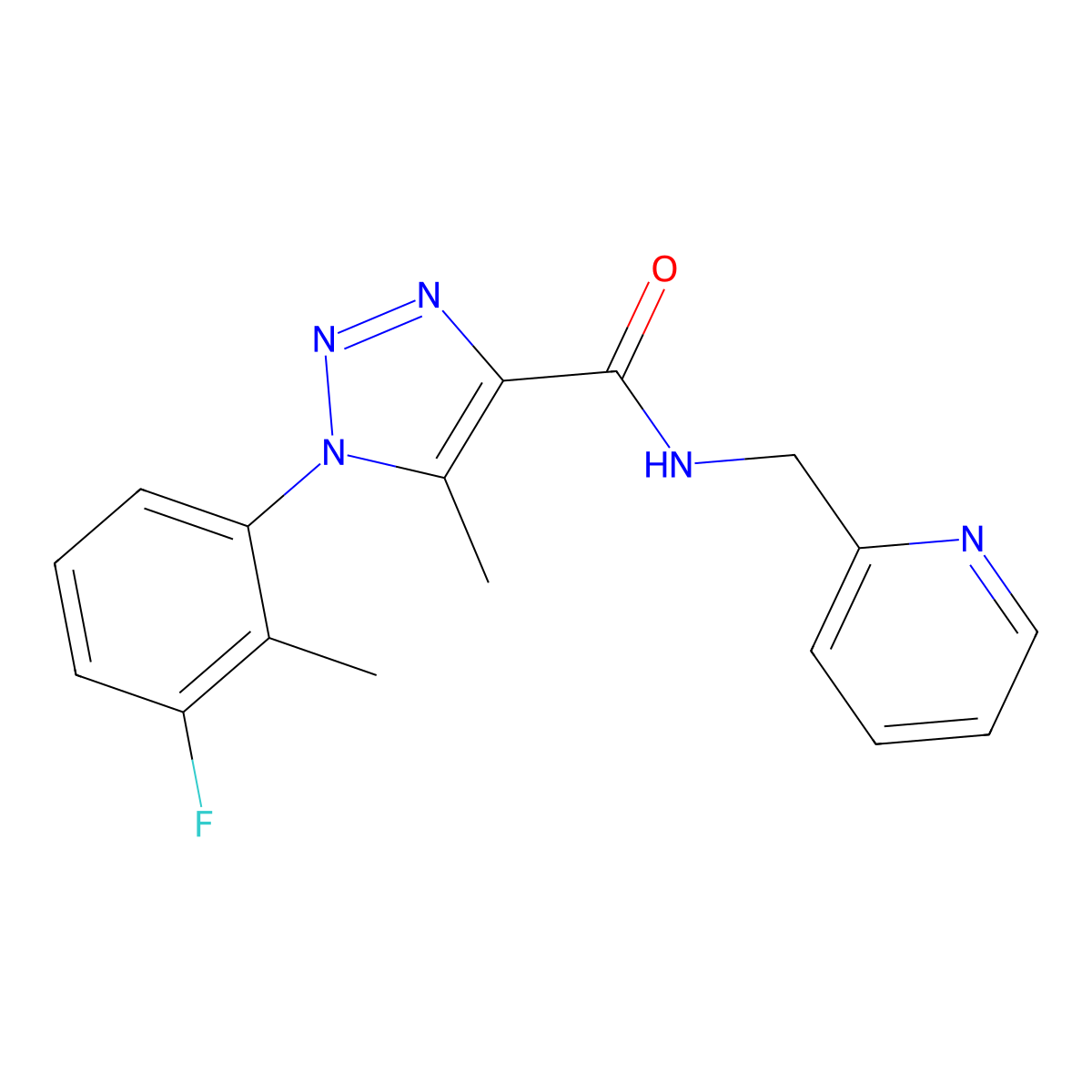 1-(3-fluoro-2-methylphenyl)-5-methyl-N-(pyridin-2-ylmethyl)-1H-1,2,3-triazole-4-carboxamide molecular structure, CAS 1326817-40-6