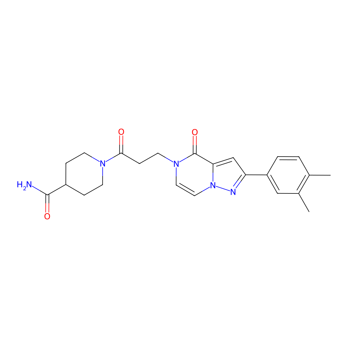 1-{3-[2-(3,4-dimethylphenyl)-4-oxopyrazolo[1,5-a]pyrazin-5(4H)-yl]propanoyl}piperidine-4-carboxamide molecular structure, CAS 1326818-26-1